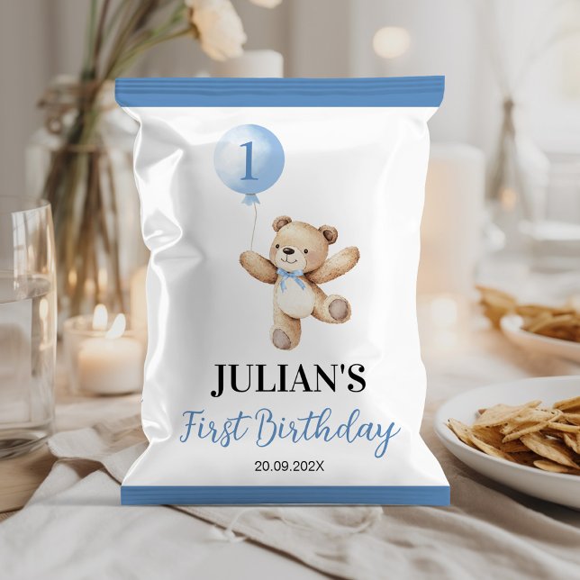 Teddy Blue Balloon Beary Birthday Chip Bag Wrapper Flyer (Von Creator hochgeladen)