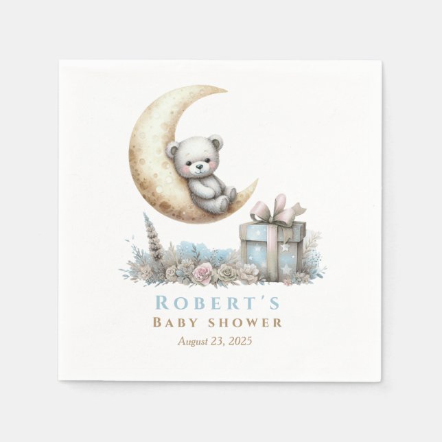 Teddy Blue Bär Boy Serviette (Vorderseite)