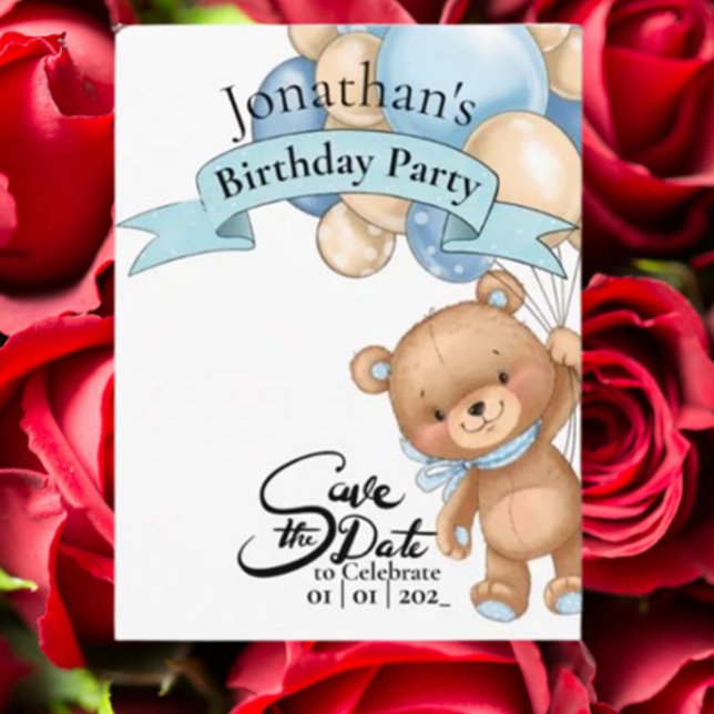 Teddy Blue, Happy Birthday Boy Postkarte (, designed to brighten his special day with heartfelt charm and joy.)