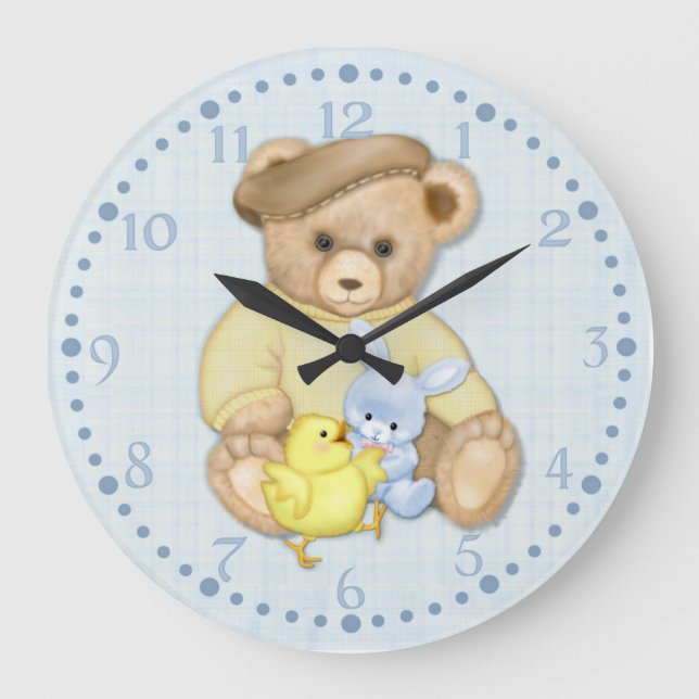 Teddy Boy Easter Große Wanduhr (Vorderseite)
