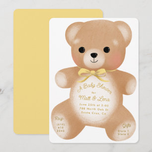 Teddy Butter Yellow Bow Baby Dusche Einladung