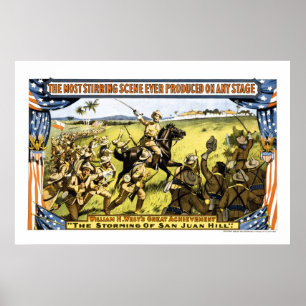 TEDDY CHARGES UP SAN JUAN HILL IN KUBA 1899 POSTER