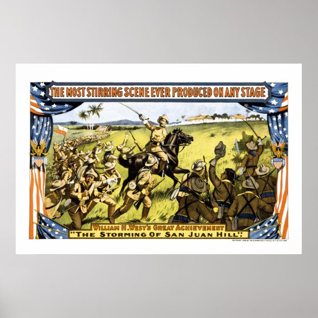 TEDDY CHARGES UP SAN JUAN HILL IN KUBA 1899 POSTER (Vorne)