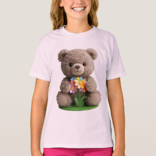 Teddy_design.no.5- von Maaya Prints, Kids Pink T-Shirt