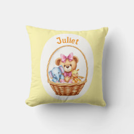 Teddy & Freunde in einem Korb Kissen