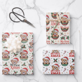 Teddy für das erste Weihnachten des Babys  Geschenkpapier Set