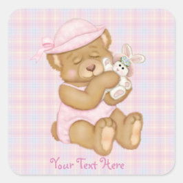 Teddy Girl Oaster Quadratischer Aufkleber