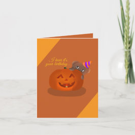 Teddy Hiding Behind a Pumpkin Birthday Card Feiertagskarte