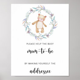 Teddy hilft der betriebsamen Mama, einen Umschlag Poster