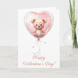 Teddy im Herzballon Valentins-Design Karte