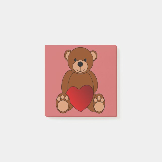 Teddy Liebe Post-it Klebezettel (Vorderseite)