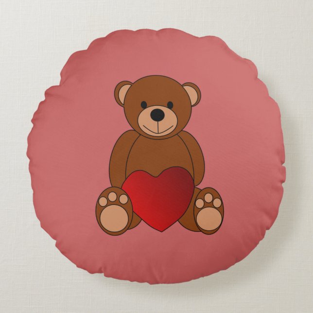Teddy Liebe Rundes Kissen (Vorderseite)