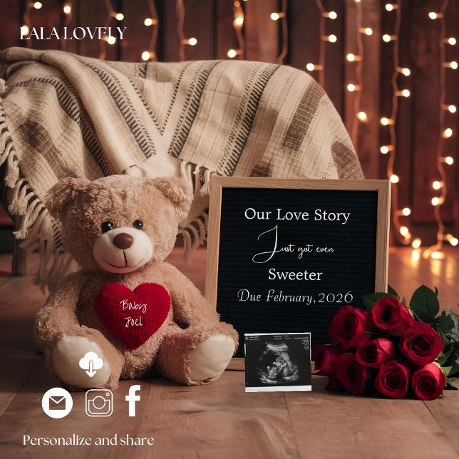 Teddy Love & Baby Pregnancy Announcement Card Ankündigung (Von Creator hochgeladen)
