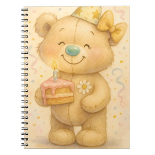 Teddy mit einem Kuchen von Natasha Us Notizblock