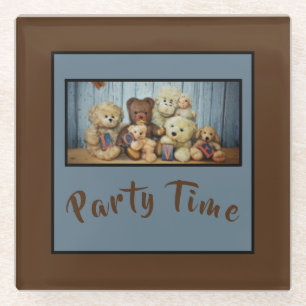 Teddy mit Freunden Party Time   - Glasuntersetzer