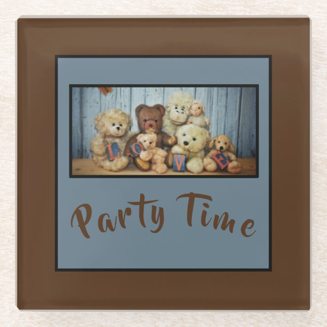 Teddy mit Freunden Party Time - Glasuntersetzer (Vorderseite)