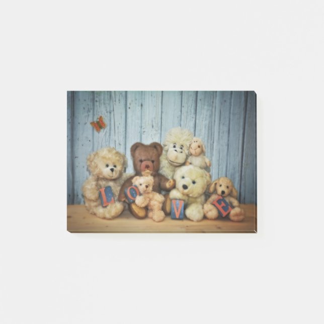 Teddy mit Freunden Post-it Klebezettel (Vorderseite)