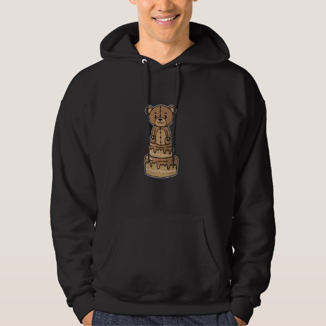 Teddy mit Geburtstagskuchen Hoodie (Vorderseite)
