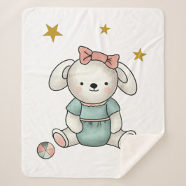 Teddy mit Kleid und Band Sherpadecke