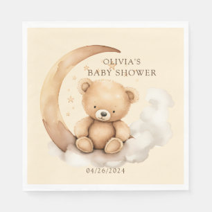 Teddy Moon Baby Shower Serviette
