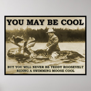 Teddy on the Moose Funny Poster