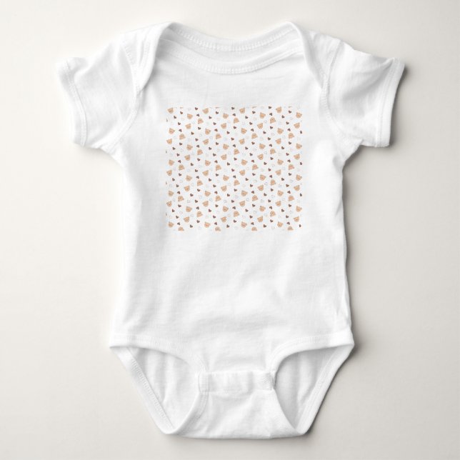 Teddy Pattern mit Herz Baby Strampler (Vorderseite)