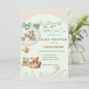 Teddy-Picknick-Baby-Shower-Einladung Einladung