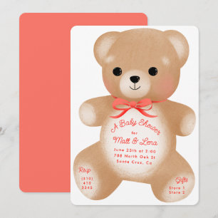 Teddy Red Bow Baby Shower Einladung