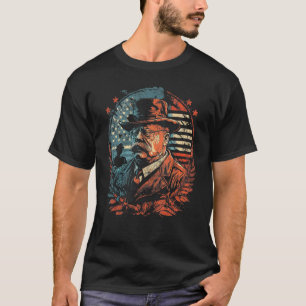 Teddy Roosevelt 4. Juli American Flag Patrioti T-Shirt