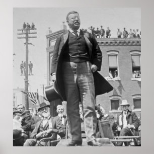 Teddy Roosevelt adressiert Crowd im Jahr 1905 Vint Poster