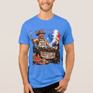 Teddy Roosevelt BBQ Grill Meister 4. Juli Patrioti Tri-Blend Shirt