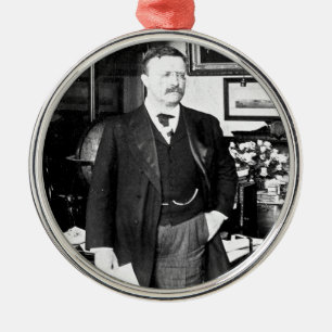 Teddy Roosevelt im Weißen Haus 1912 Vintage Ornament Aus Metall