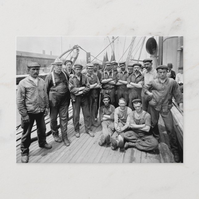 Teddy Roosevelt mit Crew, Anfang der 1900er Jahre Postkarte (Vorderseite)