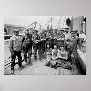 Teddy Roosevelt mit Crew, Anfang des 19. Jahrhunde Poster
