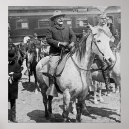 Teddy Roosevelt on Horseback in Yellowstone Poster