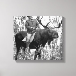 Teddy Roosevelt Reiten auf dem Weg zum Elch Leinwanddruck