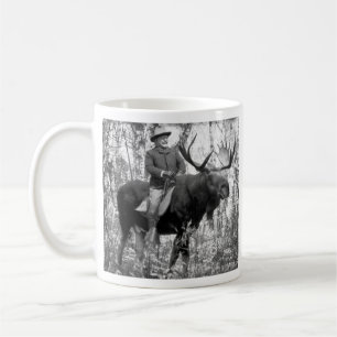 Teddy Roosevelt reitet auf einem Bull Moose Tasse