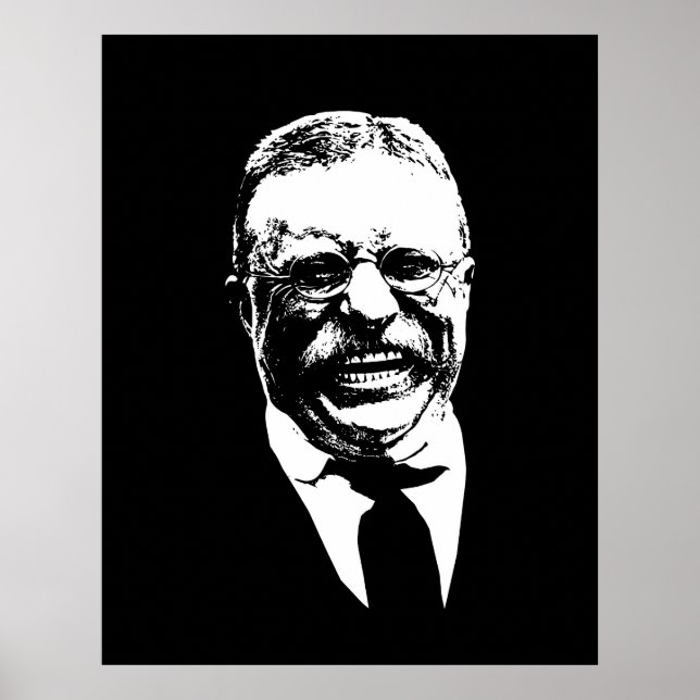 Teddy Roosevelt — Schwarz und Weiß Poster (Vorne)