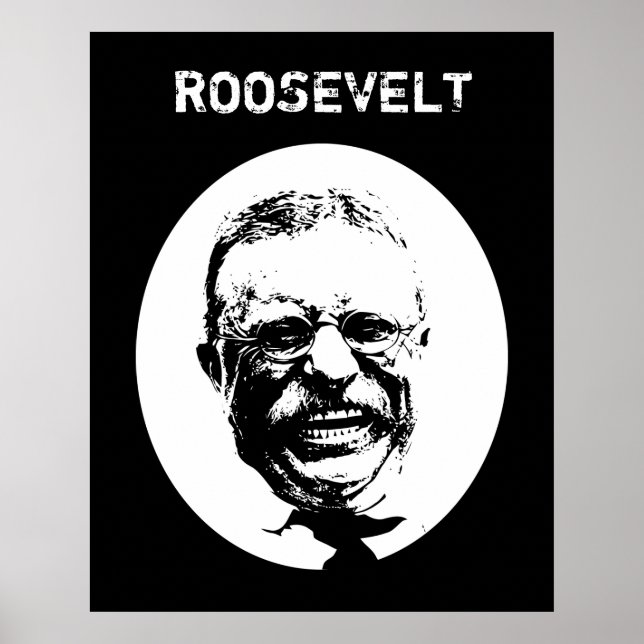 Teddy Roosevelt — Schwarz und Weiß Poster (Vorne)