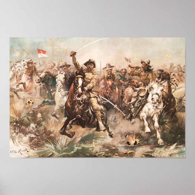 Teddy Roosevelt und The Rough Riders Charding Poster (Vorne)