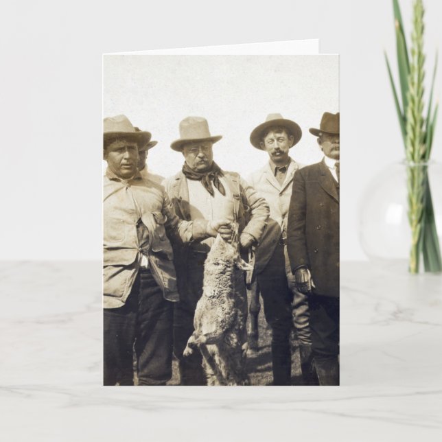 Teddy Roosevelt Wolf Hunting, 1905 Karte (Vorderseite)