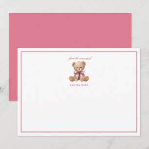Teddy Rosa Bär Süße Baby Shower Karte