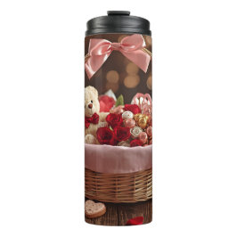 Teddy Rose Basket Romantic Valentine Stainless  Thermosbecher