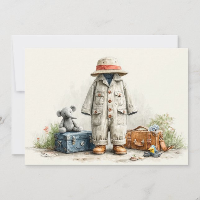 Teddy Safari Explorer - 1. Geburtstag Einladung (Vorderseite)