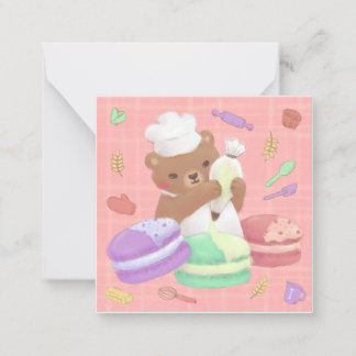 Teddy the Baker mit Macarons Mitteilungskarte
