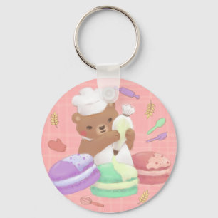 Teddy the Baker mit Macarons Schlüsselanhänger