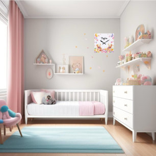 Teddy Time niedlich Kinderzimmer Quadratische Wanduhr