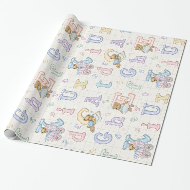 Teddy Tots Pastel Alphabet Geschenkpapier (Ungerollt)