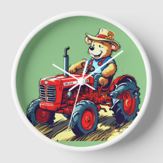 Teddy Tractor Wall Clock Uhr