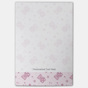 Teddy trägt Hintergrund Rosa Post-it Klebezettel